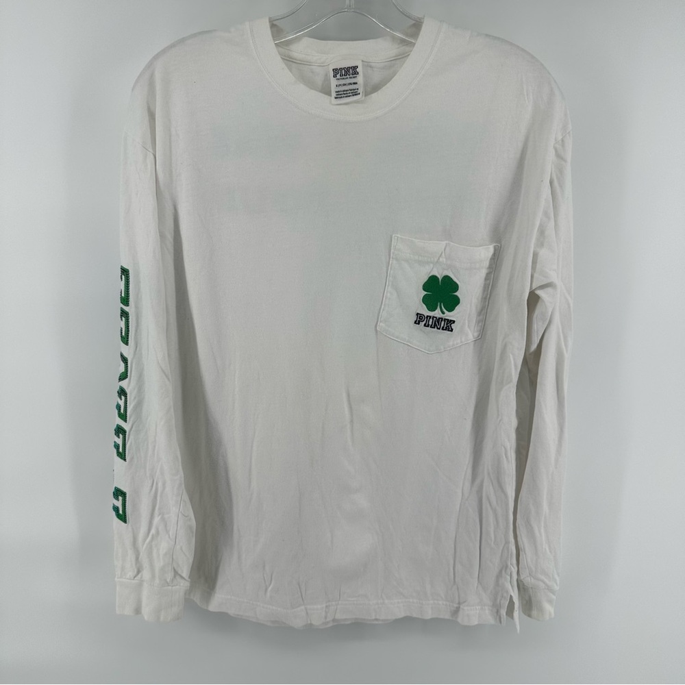PINK Victorias Secret Irish Shamrock Happy Hour Long Sleeve Sequin Top Small